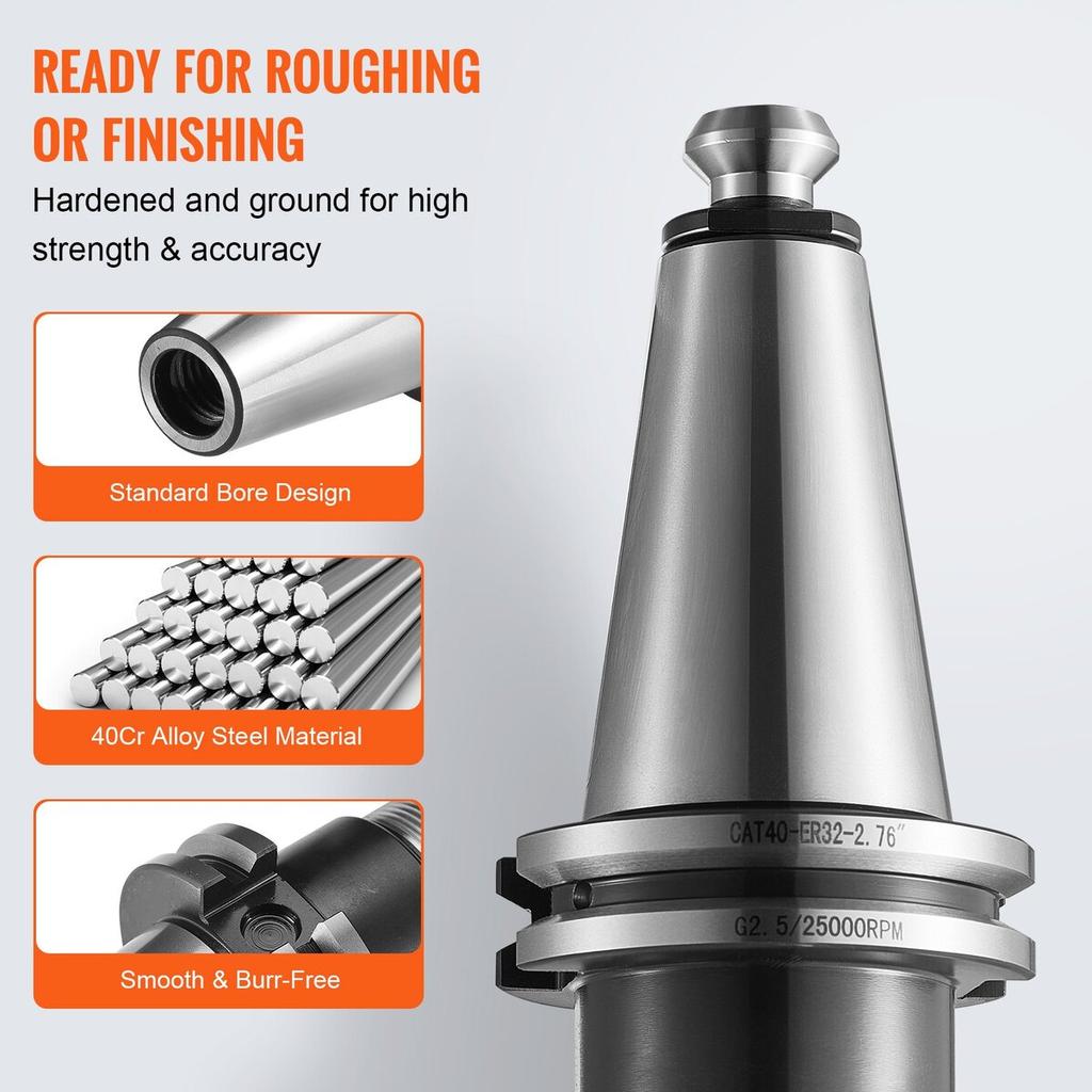 CAT40 Collet Holder ER 16/32 Collet Set, 35 PCs, SLN FMB ER16/32 APU Tool Holders Spring Steel Collet Chucks with 10 Pull Studs and 3 Wrenches, for