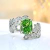 Light Green CZ Feather Design Women Rings Novel Bridal Wedding Rings Anniversary Party Female Accessories Fashion Jewelry