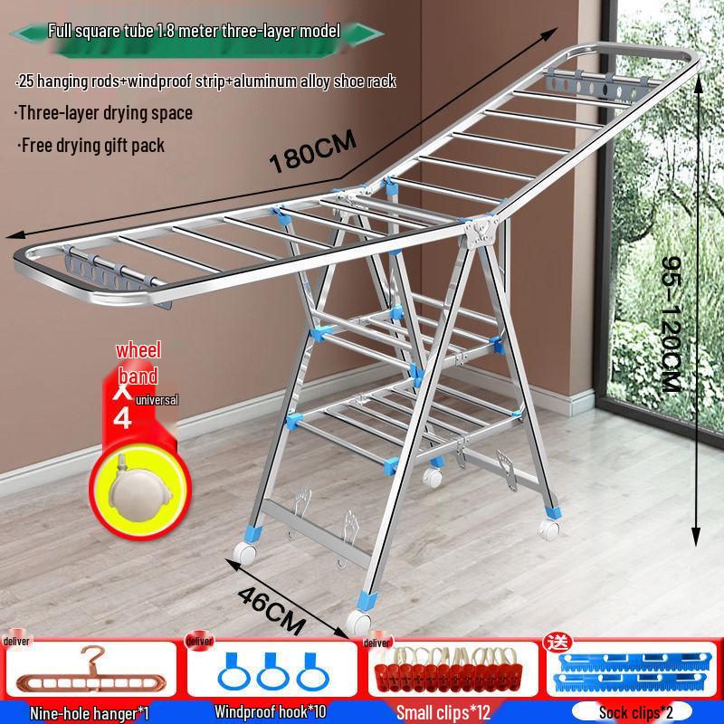 Foldable Stainless Steel Clothes Rack for Indoor/Outdoor Use