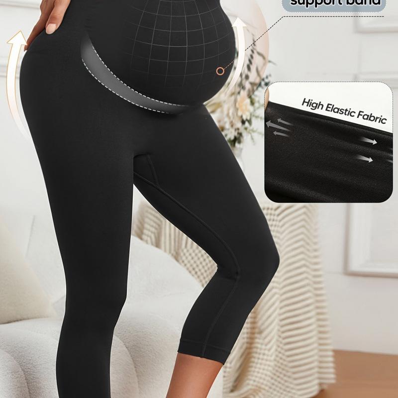 

E 2776L Maternity Shark Leggings - Comfortable Maternity Wear S чорний