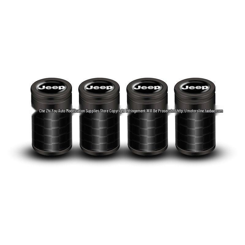 Jeep Tire Valve Stem Caps for Grand Cherokee, Compass, Wrangler, and Cherokee - Decorative Set