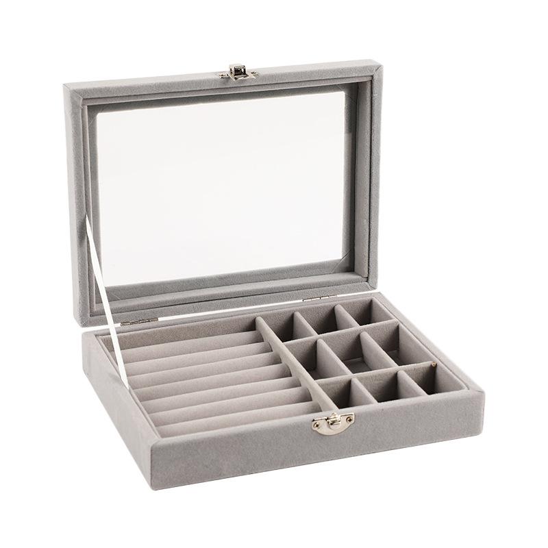 Dustproof Jewelry Display Box Tough Ring Necklace Earrings Brooch Box Flip Top Jewelry Box Compact For Bedroom Gift Jewelry