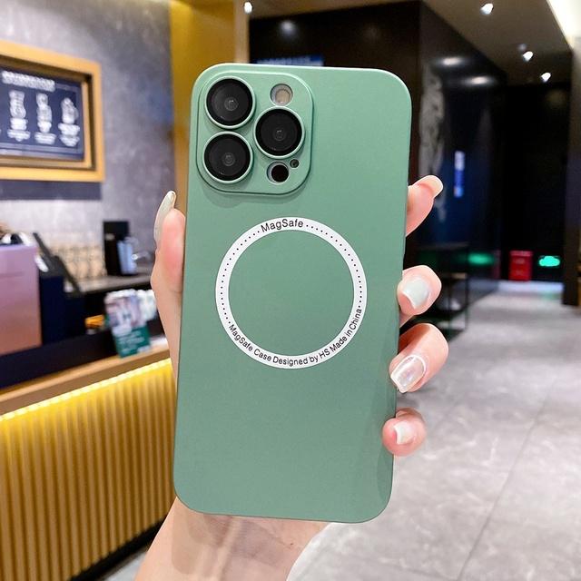 Husă de telefon cu piele mată pentru PC Magsafe pentru Iphone 14 12 11 13 Pro Max Cameră din sticlă Husă de protecție completă Suport încărcare fără fir