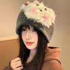 Trendy Dog Knitted Plush Winter Hat For Women Soft And Warm Accessory Fashionable