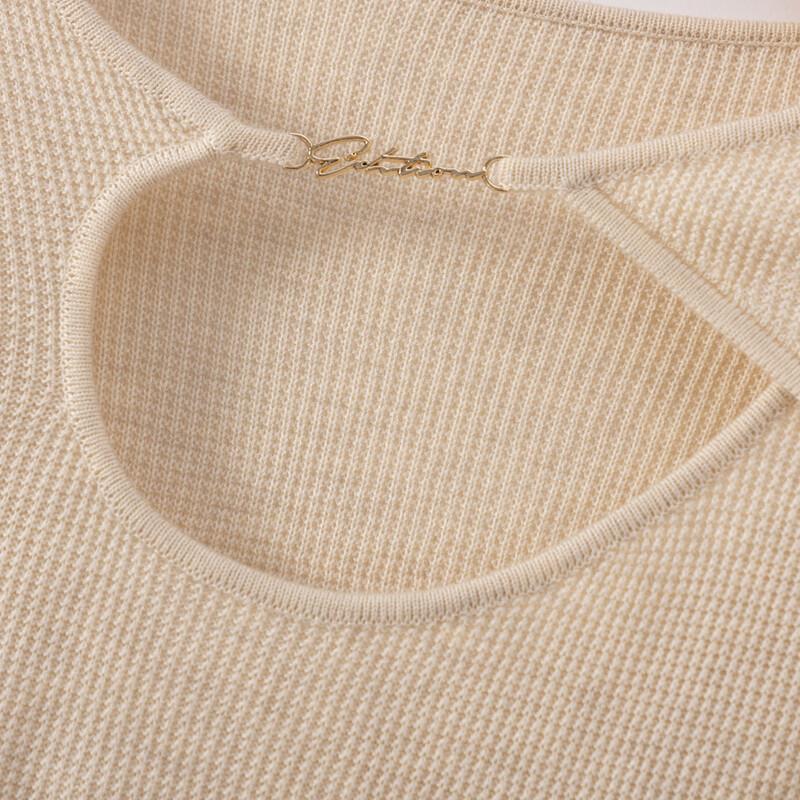 Sanpowa Women's Casual Hollow Out Long Sleeve Knit Top