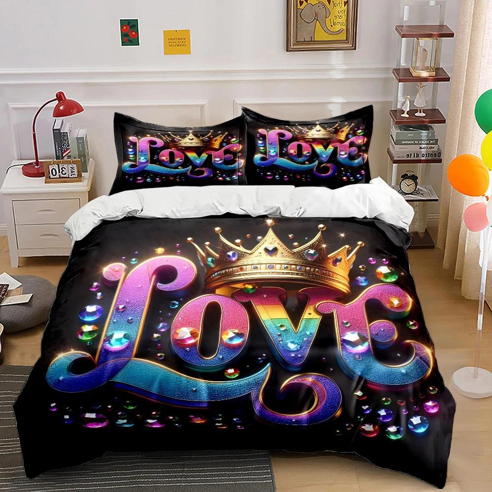 Stampa Artistica Amore Fantasy Set Biancheria da Letto Copripiumino 1 Copripiumino 1/2 Federe Set Biancheria da Letto per Adulti e Bambini Lusso per Regali