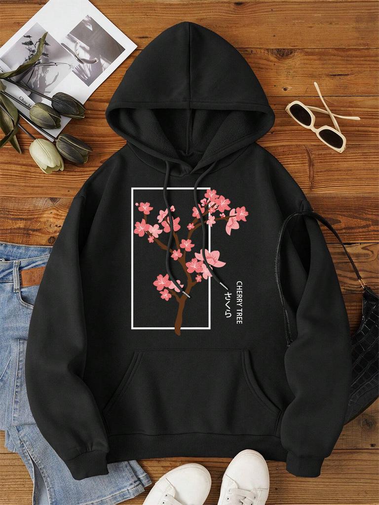 Cherry Tree In Full Bloom Men Women Clothes Hip Hop Fleece Hoodie Autumn Loose Hoodies Casual Pullover Crewneck Couple Hoodies