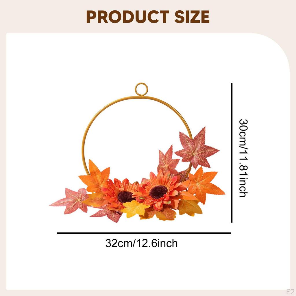 Fall Wreath Floral Hoop Elegant Versatile Hanging Decor for Front Door Artificial Garland