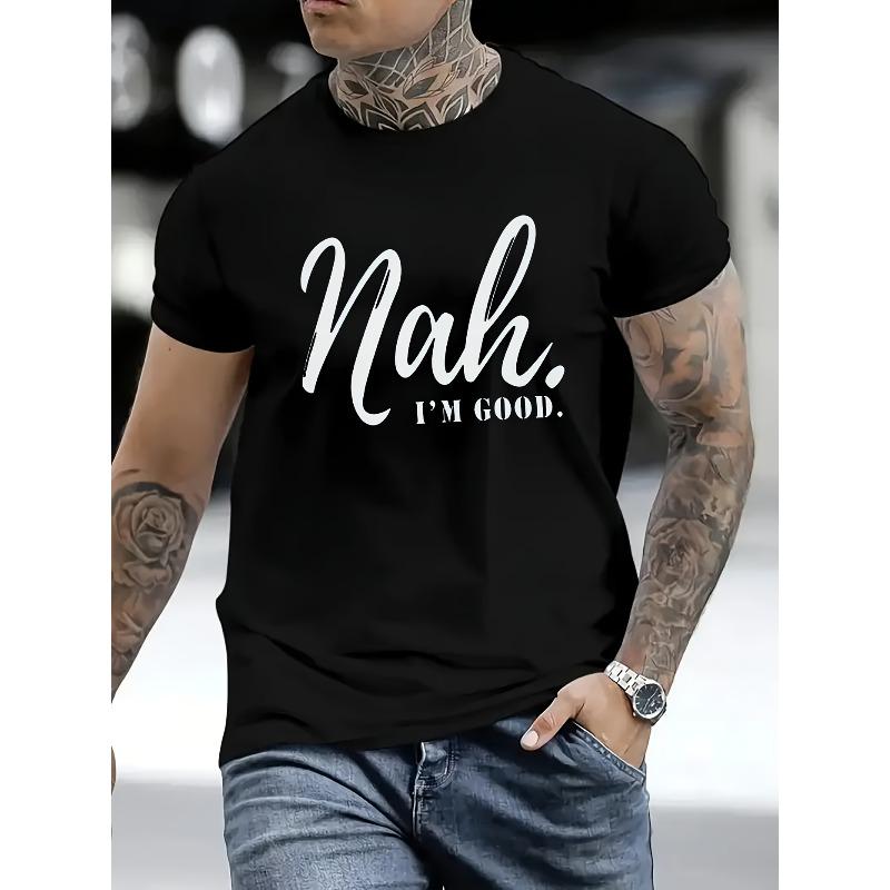 European Sizes Men'S Funny T-Shirt Casual Short Sleeve Round Neck Summer Tee with Lettering Breathable for Casual Outfits Humorous Graphic Top for Men
