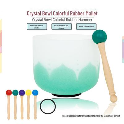 Crystal Singing Bowl Set with Rubber Mallet and Wooden Knock Stick In Five Colors