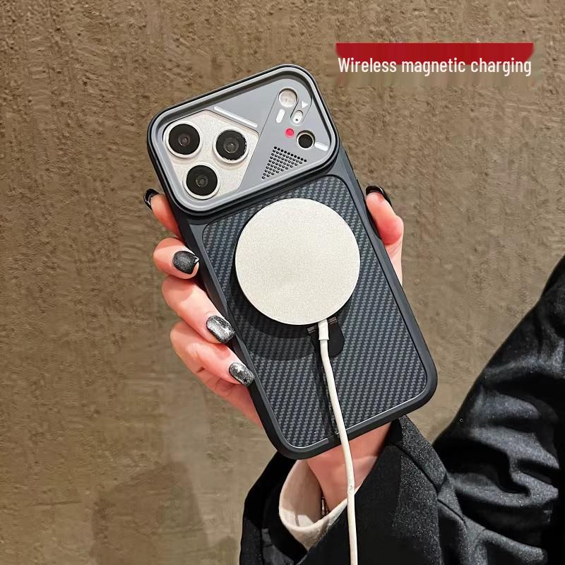 Carbon Fiber Texture iPhone 17 Case with 360° Rotating Stand, Matte Finish, for 16 Pro Max