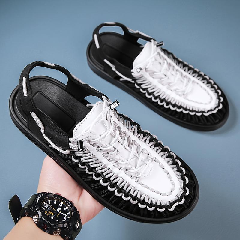 2025 Summer Men Sandals Leather Men Casual Shoes Handmade Outdoor Comfy Leather Sandals for Men Beach Shoes Roman Mens Shoes