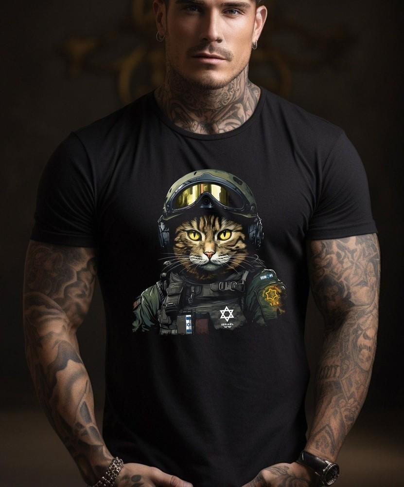 

Футболка Армии обороны Израиля, Солдат-кот-художник, Футболка Израильская военная армия ЦАХАЛ L