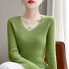 New Autumn and Winter Women's Pullover Sweater Long-sleeved Tight Slimming Knitted Sweater V-neck Slimming Base Layer