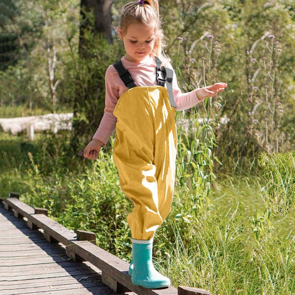 Kids Waterproof Overalls Adjustable Straps Elastic Ankles Outdoor Play Rain Pants Durable Lightweight Material Suitable for Various Activities