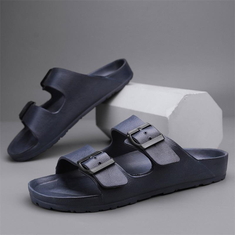 Summer Adjustable Soft Slippers for Men EVA Flat Cloud Slides Lightweight Non-slip Solid Color Beach Man Sandals Plus Size