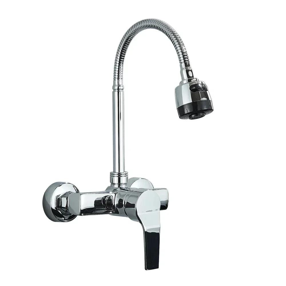 Wall Mounted Cold Hot Mixer Tap Single Handle 2 Modes Spray Sink Faucet Kitchen Faucets Double Control Bathroom Faucets