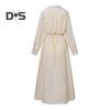 Women's Long Sleeve Button Down Shirt Dress Casual A-Line Midi Dress Loose Fit Lapel Collar Long Dress for Office Parties And Beach