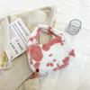 Cute cow print bag for women, autumn/winter new trendy velvet versatile student shoulder underarm plush bag
