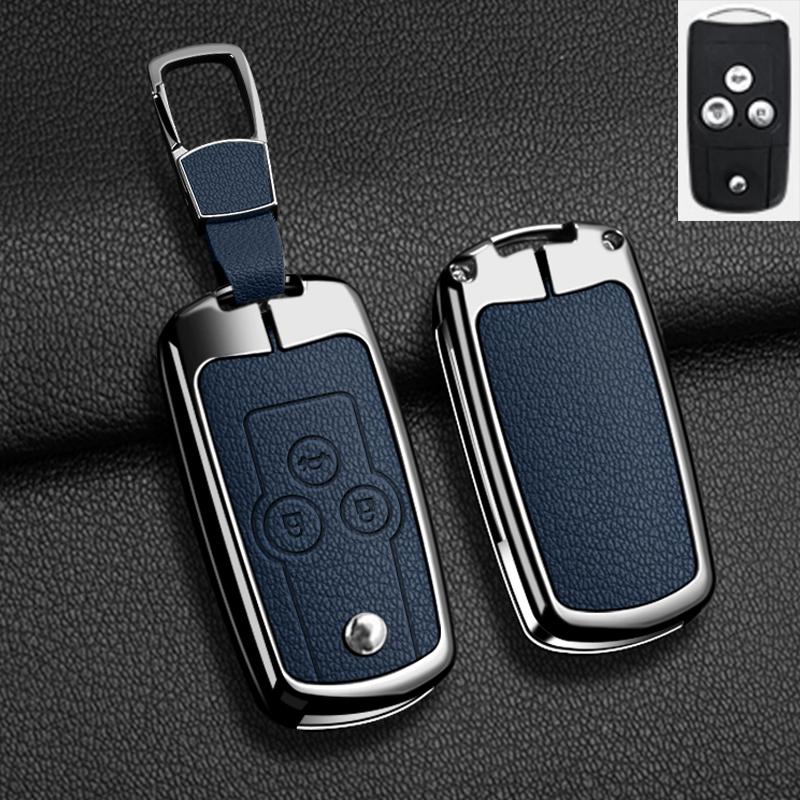 Pouzdro na klíč s překlopným krytem pro Honda Civic Fit Accord CRV HRV Jazz Odyssey pro Acura TL TSX ZDX RSX CRZ Zinková slitina Kožený přívěsek na klíče