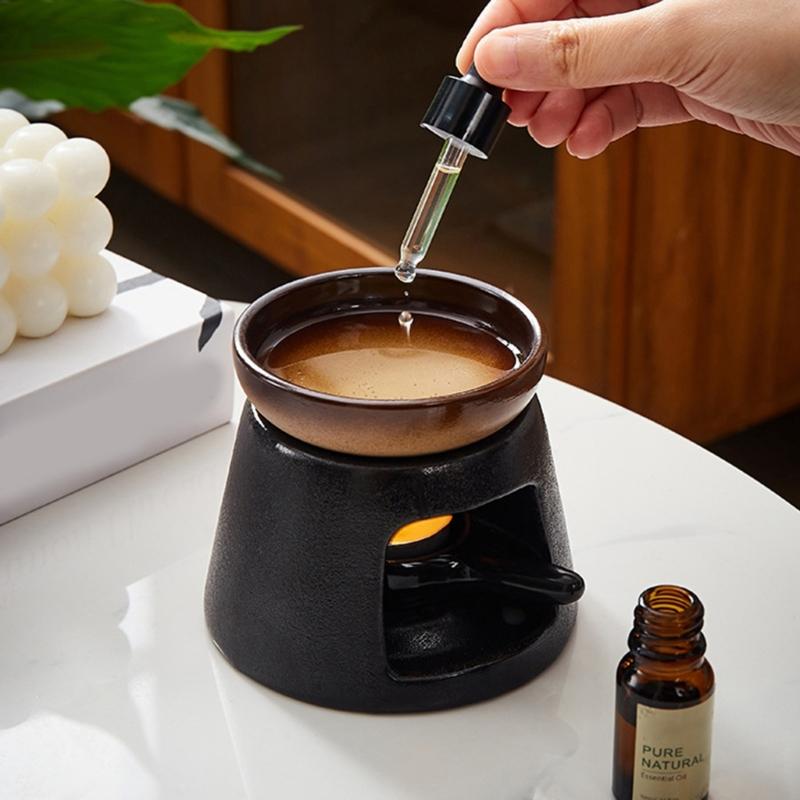 Keramik Ätherisches Öl Brenner Teelichthalter Löffel Aromatherapie Diffusor Stövchen Set für Wohnzimmer Schlafzimmer Dekorationen