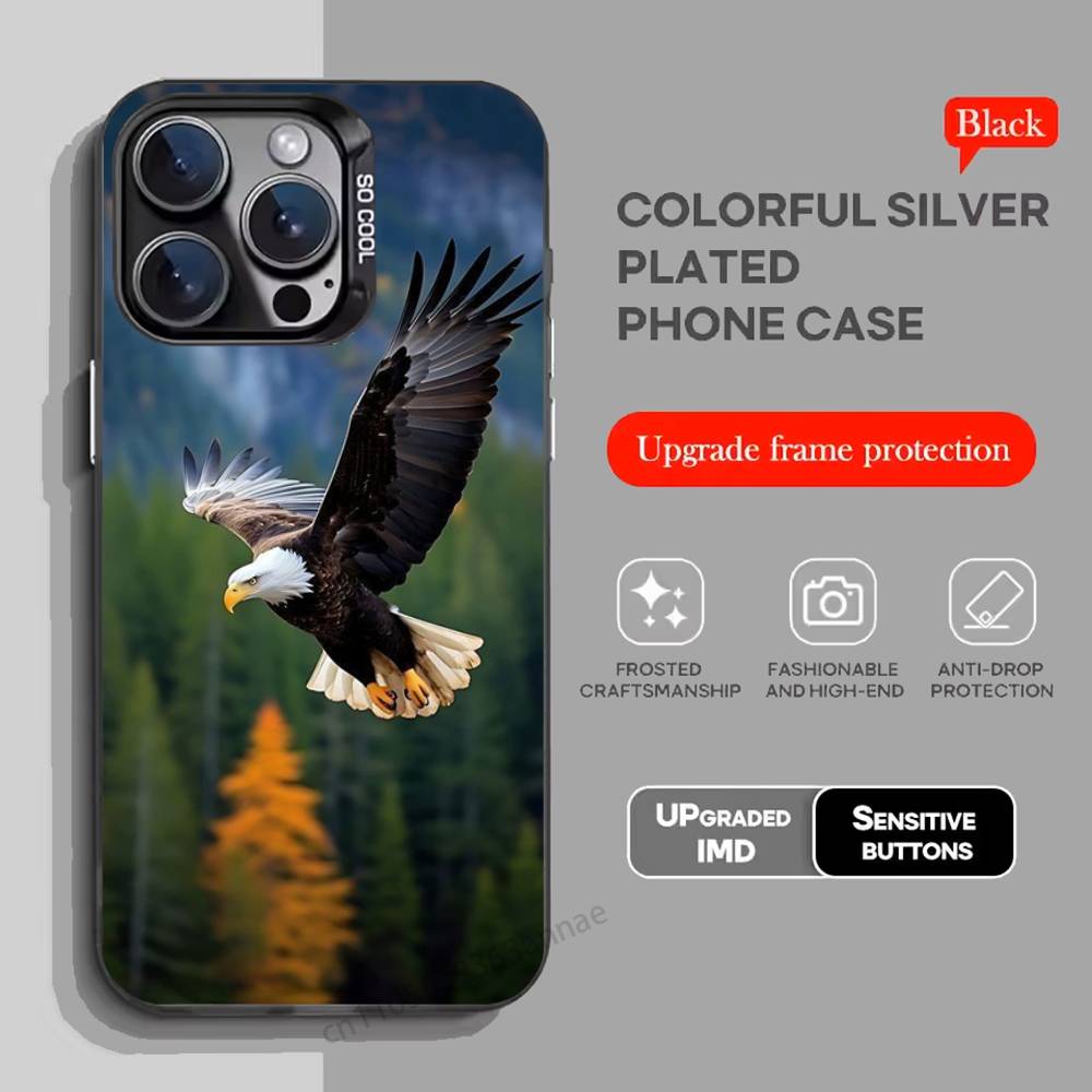 Eagle Cool Animal Phone Case For iPhone 17,16,15,14,13,12,11,Pro,Max,Plus,Mini,X,XS,XR,8,S,SE Soft Black Case