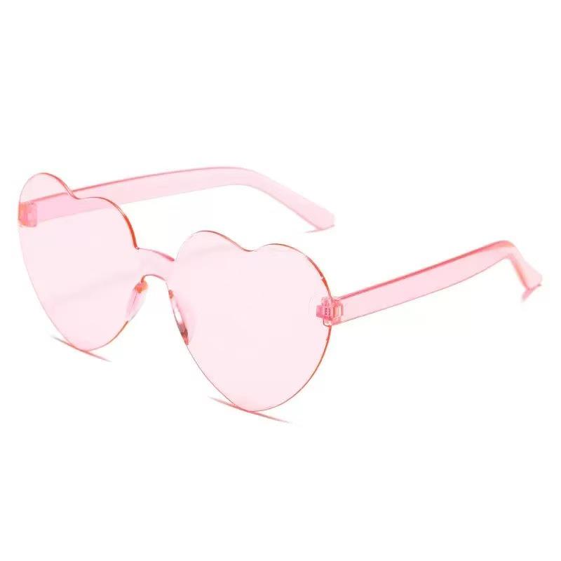 Heart-Shaped Transparent Jelly Sunglasses - Peach Tone, Fun & Integrated Design