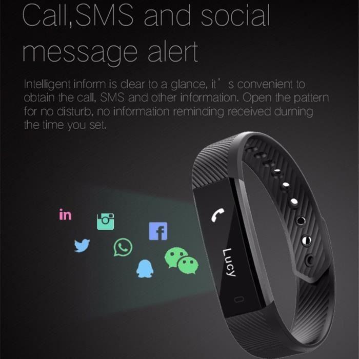 ELENXS® ID115 Bracelet Bluetooth Montre Connectée 0.86 pouces d'écran OLED Smartwatch Pour iPhone Android Bleu