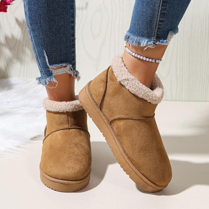 Cross-border Autumn and Winter New Flat-bottomed Matte Snow Boots Women's Fleece Thickened Non-slip Warm Short Boots Wholesale