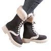 Large Size New Thick-soled Medium Tube Front Lace-up Snow Boots Women's Retro Martin Boots Piled and Thickened Cotton Shoes