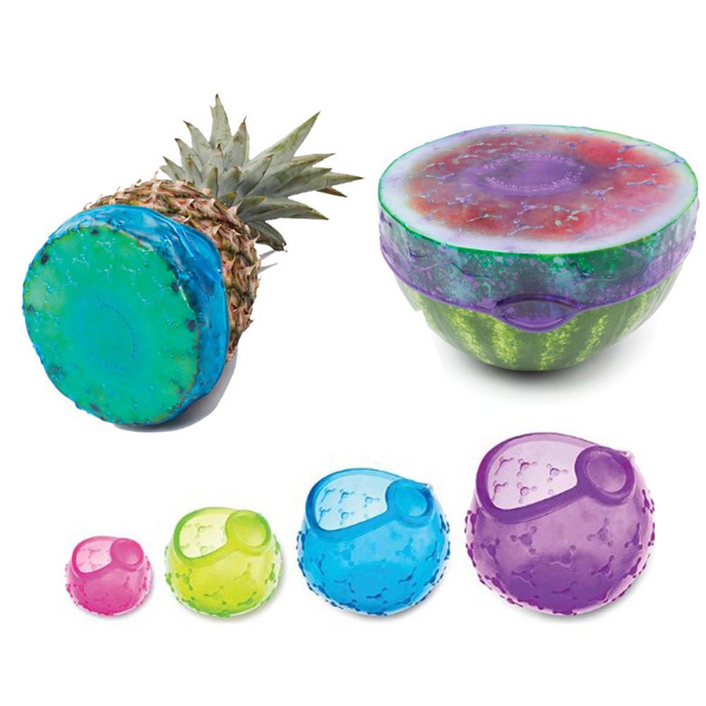 4 Pcs Silicone Lids for Fruit Or Bowls Cups Food Cover Set Of Food  Stretch