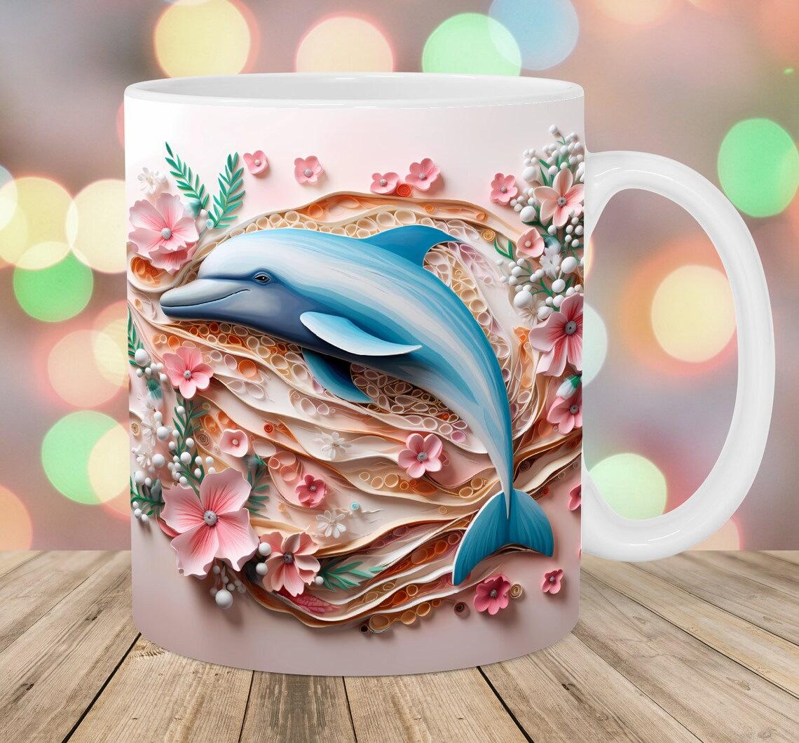 

3D Океанский Дельфин Керамическая Кружка с Маркером для Кофе Чайная Чашка Рыба Новая Дыра Океан 301-400ml