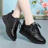 Women Versatile Non-Slip Spring Autumn Soft Sole Soft Leather Shoes Fashion Breathable Lace-Up Solid Casual Flat Sneakers
