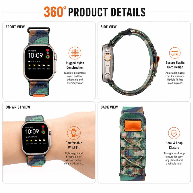 Adjustable Nylon Watch Band Replacement Strap for Apple Watch Series Ultra SE