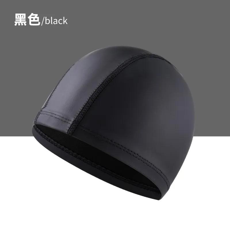 PU Fabric Swimming Cap for Men Women Waterproof Swim Pool Hat Water Sport Protect Ears Long Hair Bathing Caps Cover for Adults