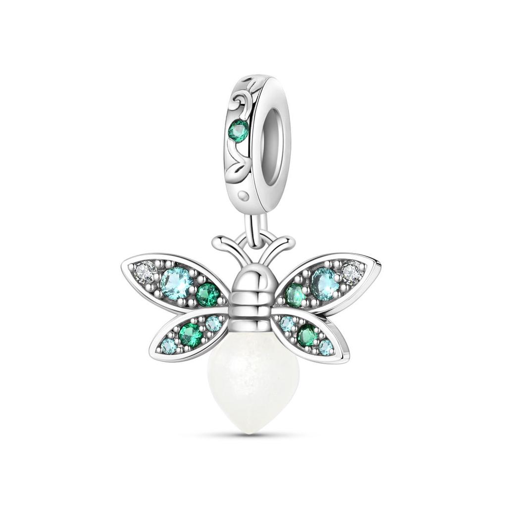 S925 Silver Glow In The Dark Firefly Pendant DIY Craft Jewelry Making Supplies For Bracelet Necklace Beading