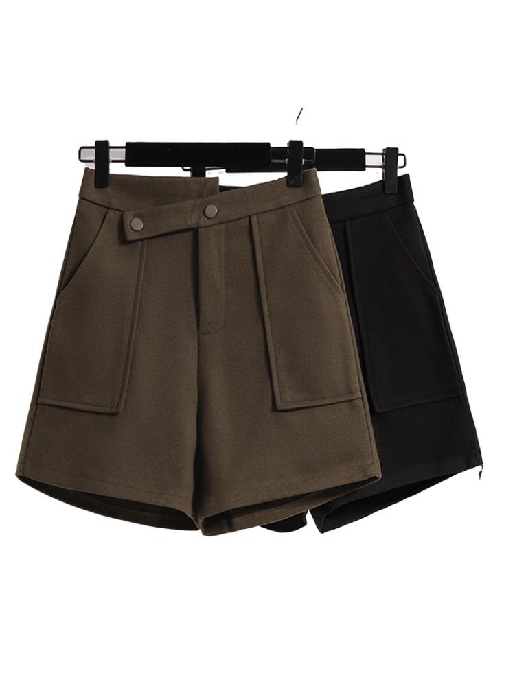 Women's Woolen Bootcut Shorts – Autumn/Winter 2025 Collection, European Style, Wide Leg, Plus Size, Hot Selling