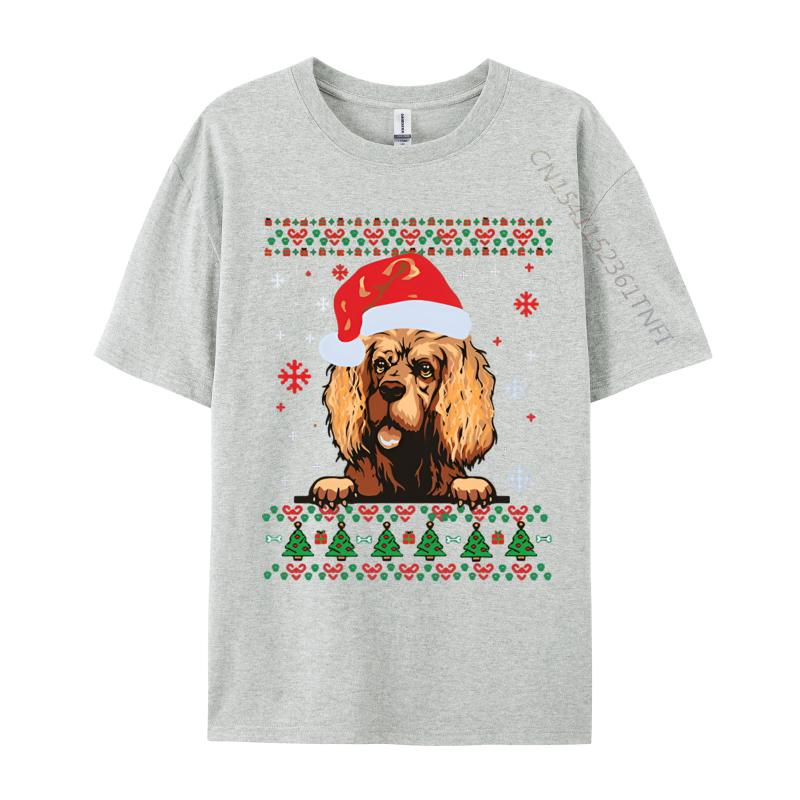 

Wholesale American Cocker Spaniel Christmas Sa Tshirt Personalized Top Tshirts Cotton Blue And White Graphic T Shirts S