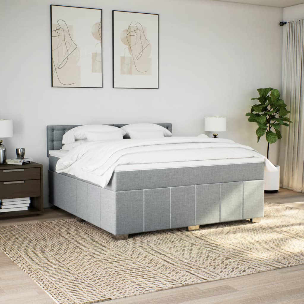 Vidaxl Letto Continentale Con Materasso, Grigio Chiaro, Tessuto, 180X200Cm