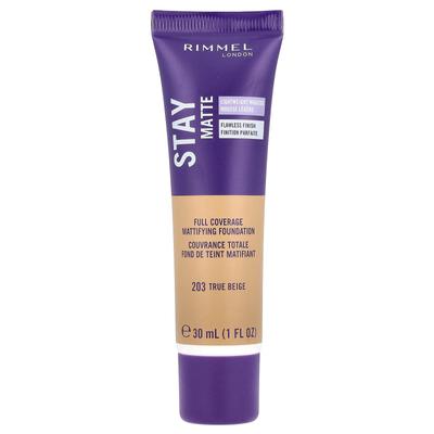 Stay Matte, Full Coverage Mattifying Foundation, 203 True Beige, 1 Fl Oz (30 Ml)