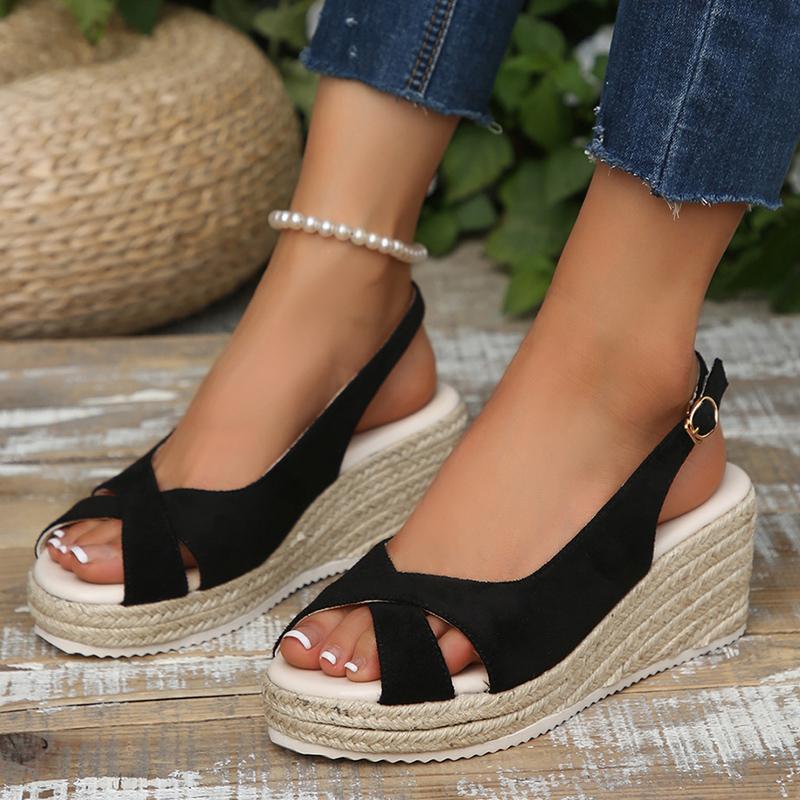 Fashion Women's Peep Toe Wedge Heel Sandals Summer Buckle Strap Gladiator Shoes Woman Fashion Espadrilles Platform Sandalias Mujer 2025