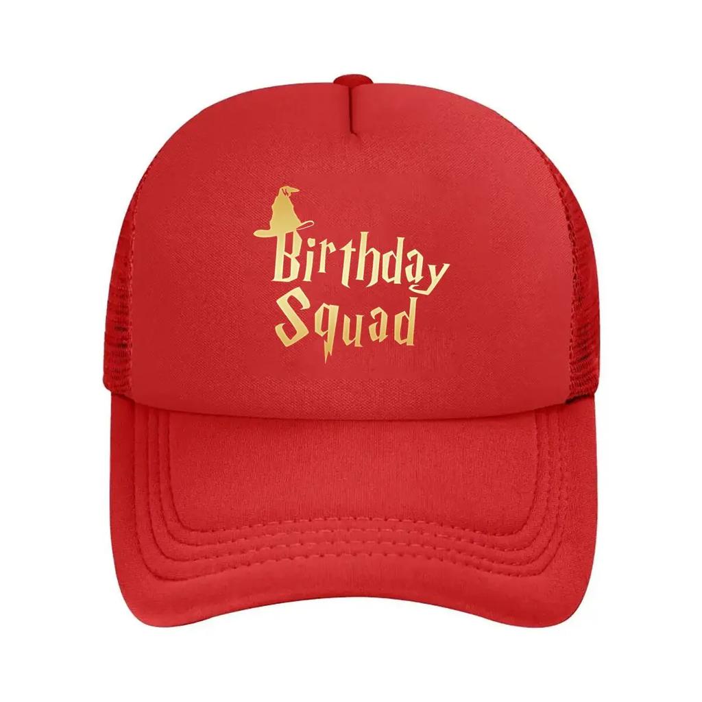 Birthday Squad Festive  Inspired Celebration Group Design Mesh Baseball Cap