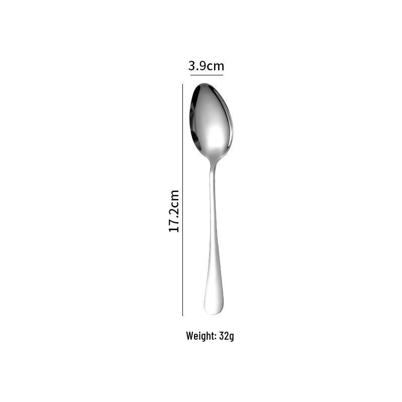 Stainless Steel Long Handle Soup and Dessert Spoon, Round and Thickened for Household Use