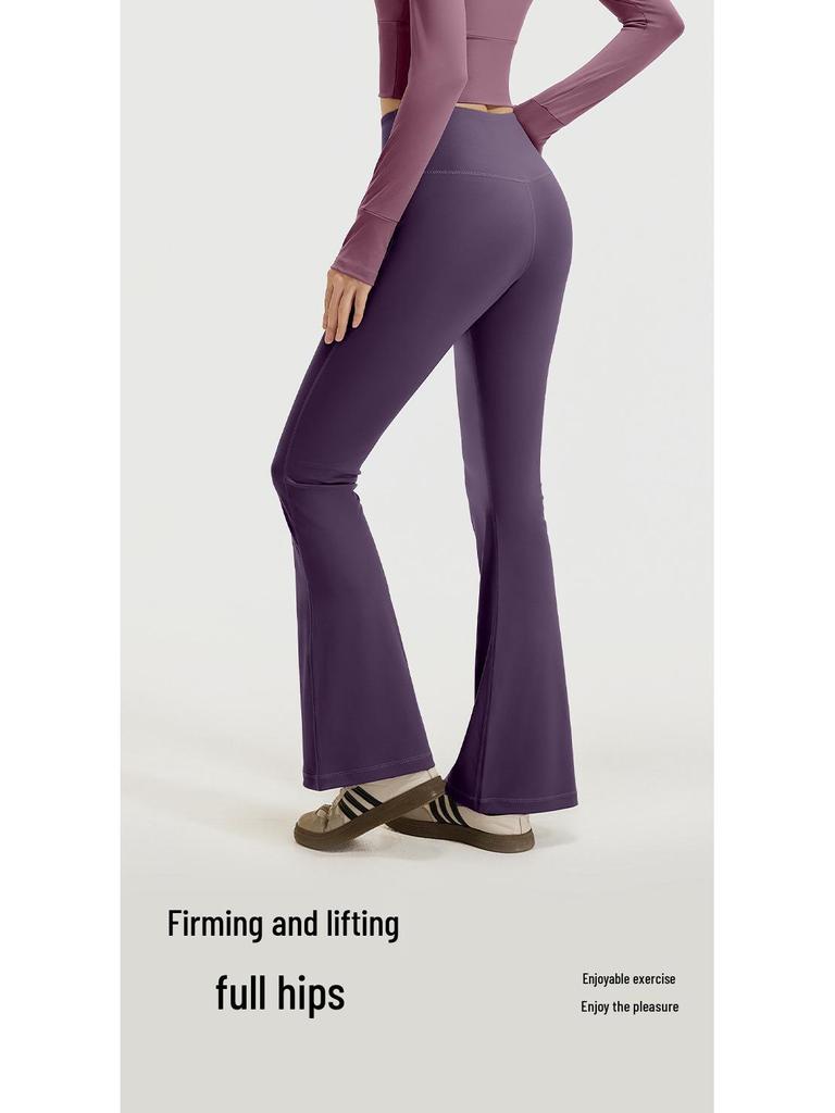 Juyi Tang Höga Midje Flare Yoga Leggings - Naken Känsla Pilates Fitness Byxor