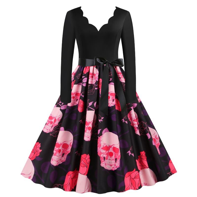BITCED Fashion Autumn Winter Long Sleeve V-Neck Casual Dresses