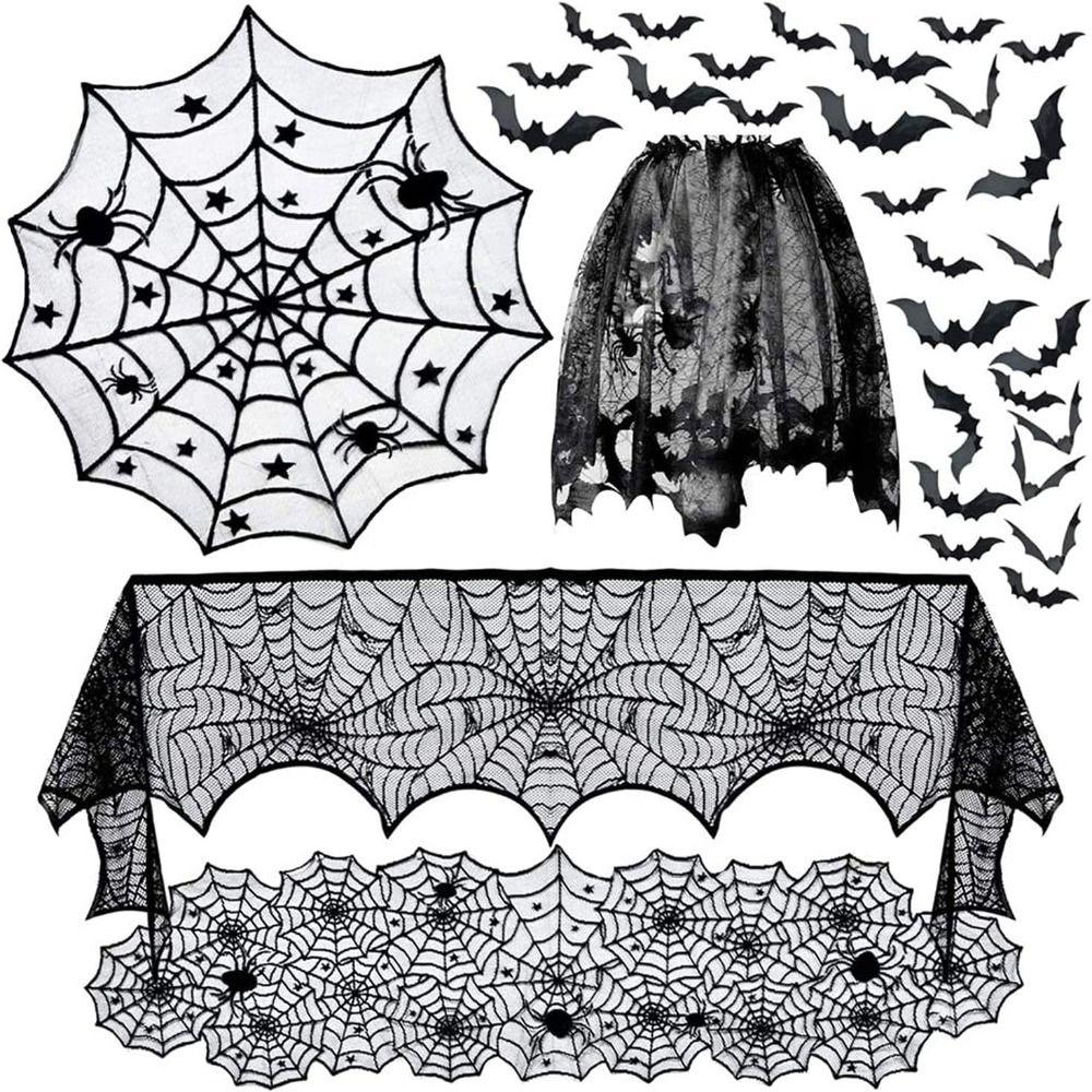 Cloth Halloween Door Curtains Table Flags Spider Web Tablecloth  Halloween