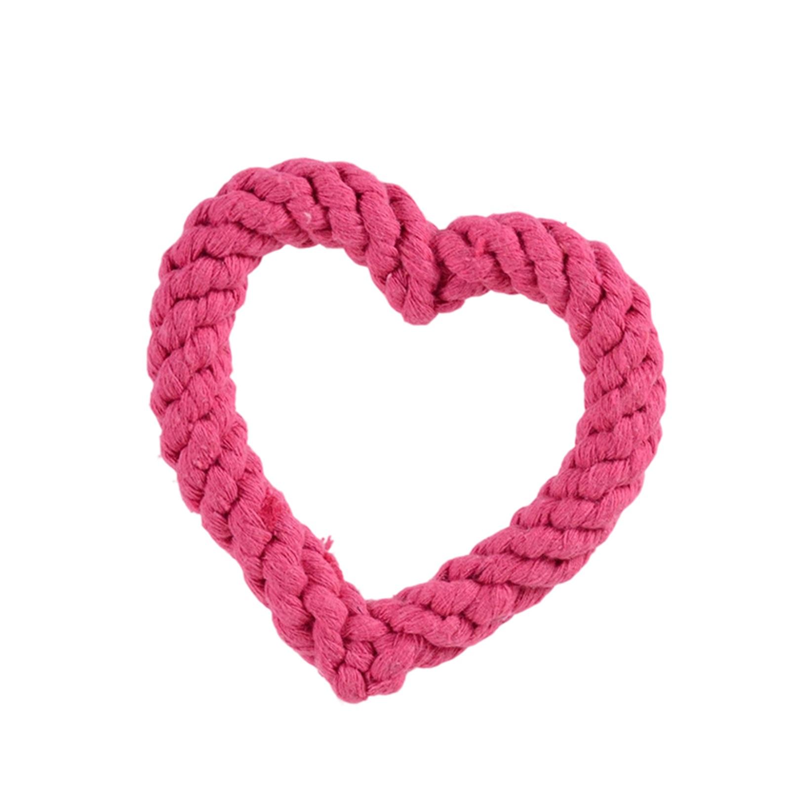 Heart Shaped Rope Pet Toys, Cotton Rope Valentine s Day Heart Shaped Dog Toys One Size