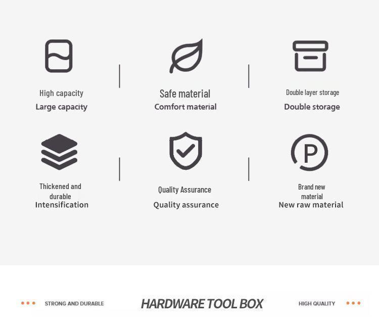 Heavy-Duty Multifunctional Tool and Storage Box for Home, Portable Plastic Organizer for Vehicle and Electrician Repairs
