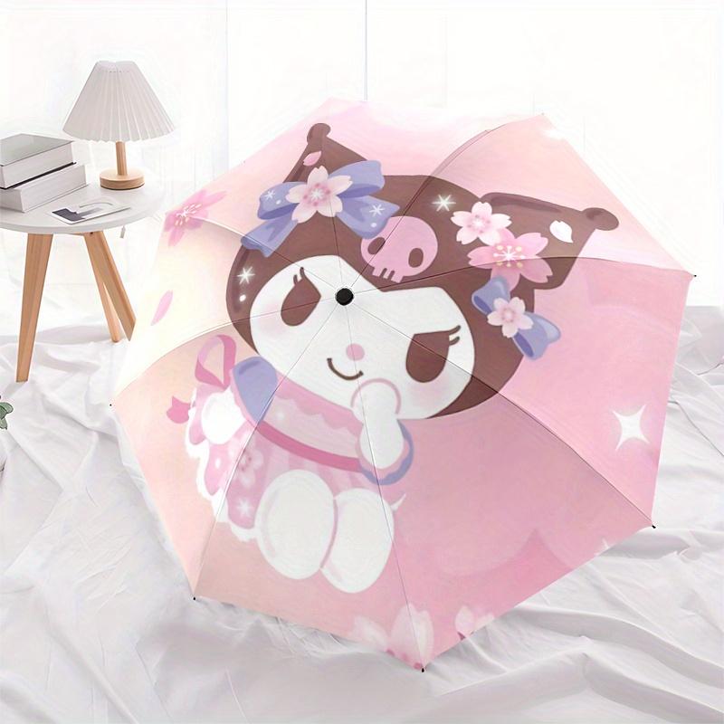 1pc Sakura Kuromi Automatic Folding Umbrella - 3 Folding Design, Vivid Cartoon Pattern, Suitable for Outdoor Activities, A Gift for Fans In All Season