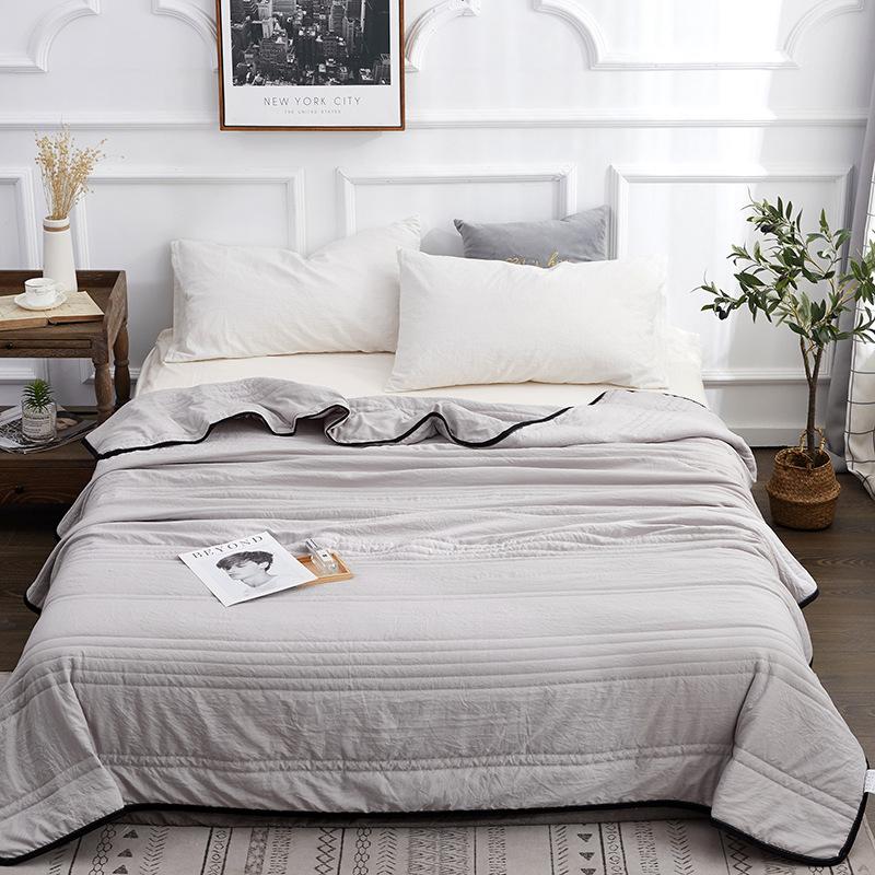 Pătură de vară culoare solidă bumbac spălat cu apă aer condiționat plapumă răcoroasă plapumă îngroșată lavabilă la mașină pilote de pat